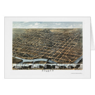 Dayton OH panorama- karta - 1870 Hälsningskort