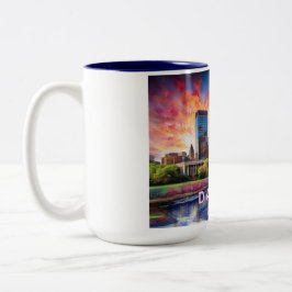 Dayton Ohio Abstrakt Skyline Två-Tonad Mugg