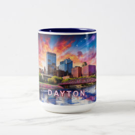 Dayton Ohio Abstrakt Skyline Två-Tonad Mugg