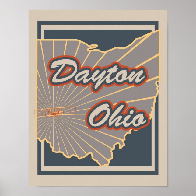 Dayton, Ohio Art Print - Travel Poster v2 (Framsidan)