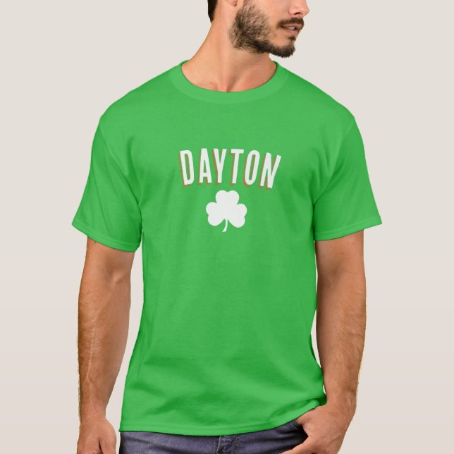 Dayton Ohio St. Patrick's Day Irish Shamrock T Shirt (Framsida)