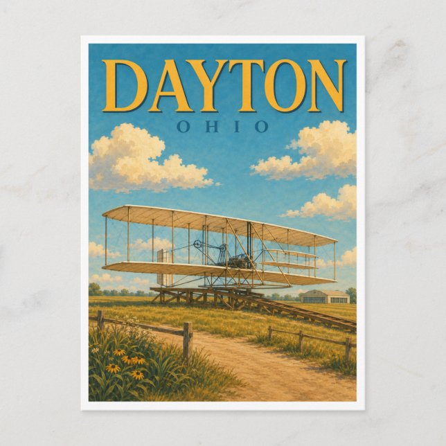 Dayton Ohio Wright Flyer GeoSaga Vykort (Framsida)