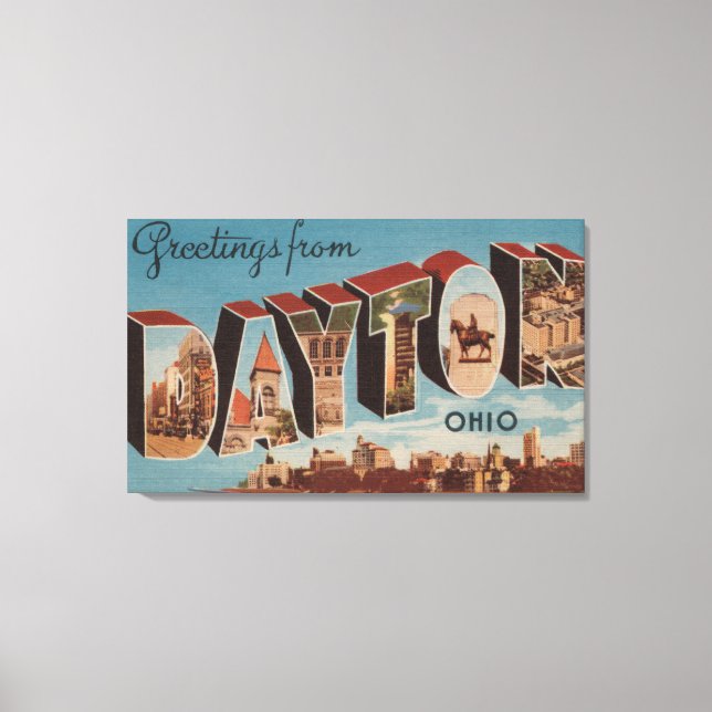 Dayton, OhioLarge Brev ScenesDayton, OH Canvastryck (Framsida)