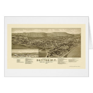 Dayton panorama- karta för WA - 1884 Hälsningskort