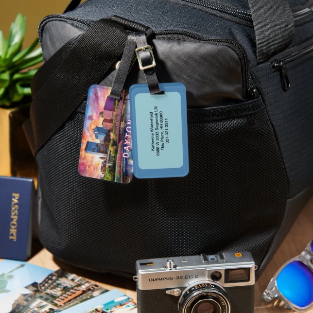 Dayton Skyline Abstrakt Art Bagagebricka (Fram & Baksida)