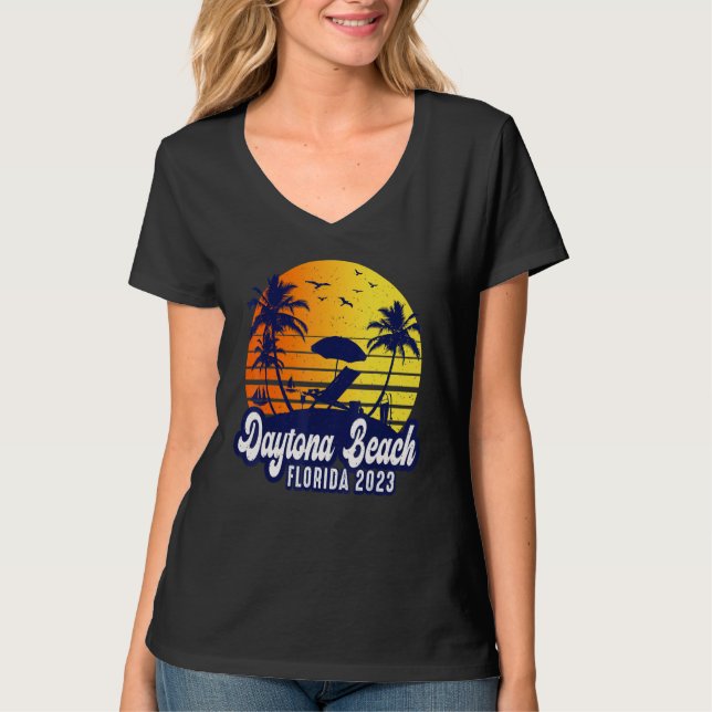 Daytona Beach 2023 Florida Sunset Beach Retro T Shirt (Framsida)