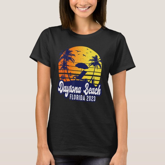 Daytona Beach 2023 Florida Sunset Beach Retro T Shirt (Framsida)