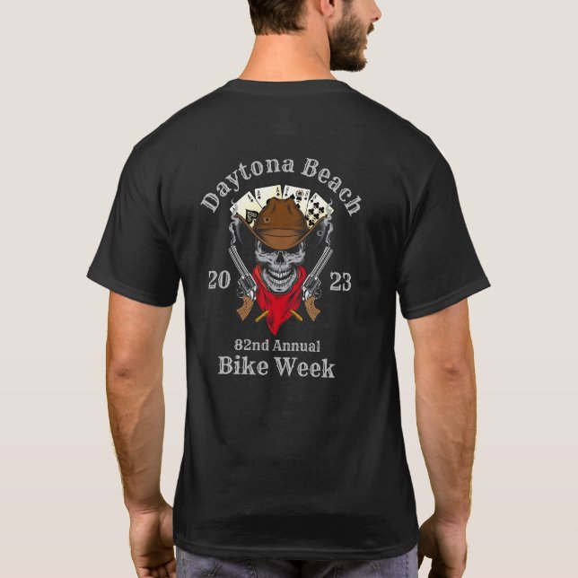 Daytona Beach Bike Week 2023 Cowboy Skull T Shirt (Baksida)
