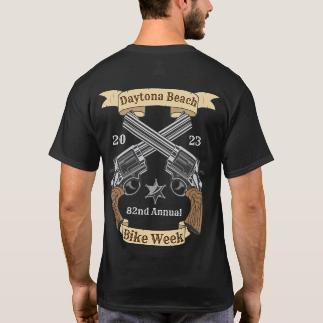 Daytona Beach Bike Week 2023 Crossed Guns T Shirt (Baksida)