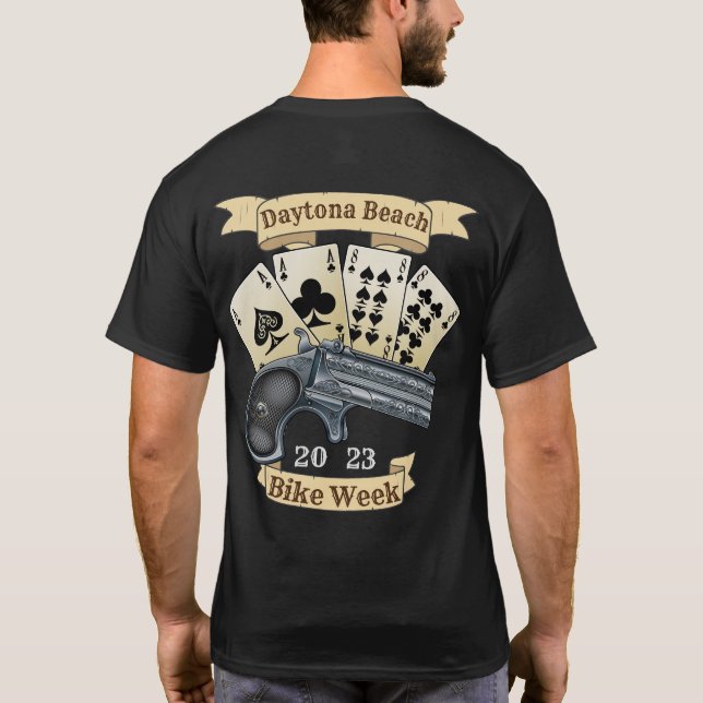 Daytona Beach Bike Week 2023 Ess och Gun T Shirt (Baksida)