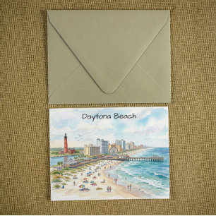 Daytona Beach Coastal Charm Akvarellkonst Vykort