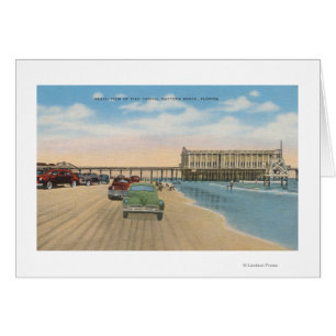 Daytona Beach, FL - Beach View of Pier Casino Hälsningskort