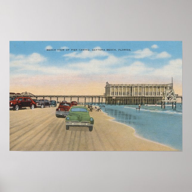 Daytona Beach, FL - Beach View of Pier Casino Poster (Framsidan)