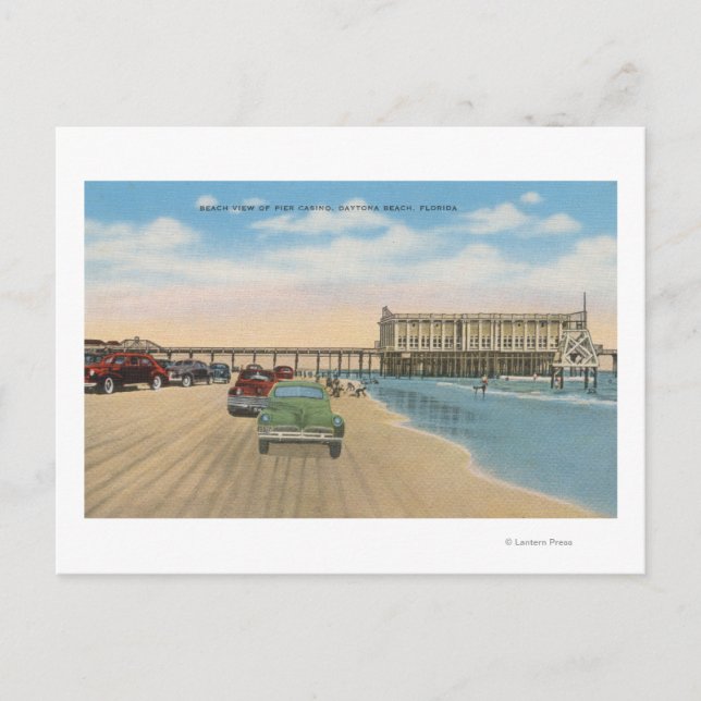 Daytona Beach, FL - Beach View of Pier Casino Vykort (Framsida)