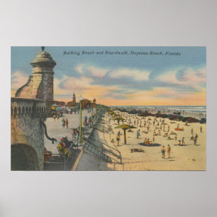 Daytona Beach FL - boardwalken beskådar av strand Poster