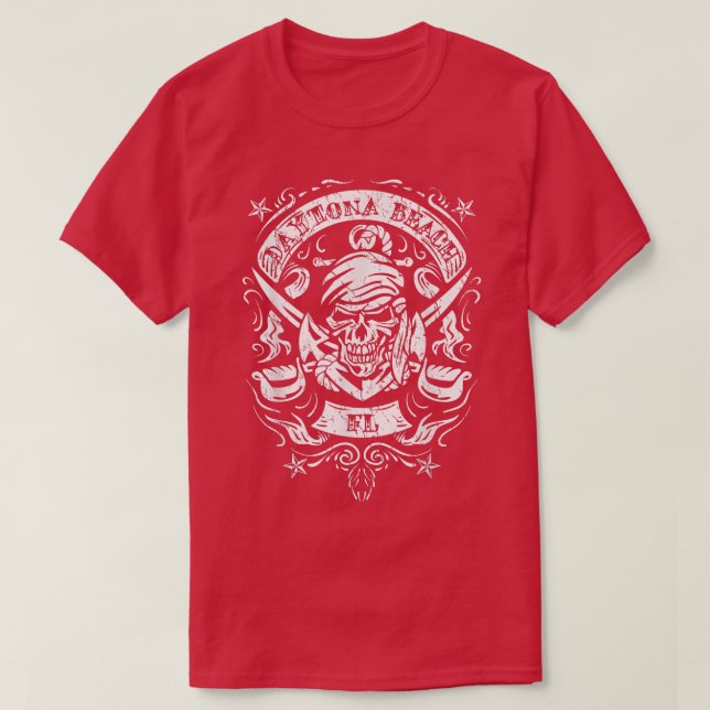 Daytona Beach FL Pirat Skull Crossed Swords Ancho T Shirt (Design framsida)