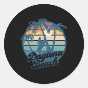 Daytona Beach Fl Surfartjejke Vintage Solnedgång S Runt Klistermärke