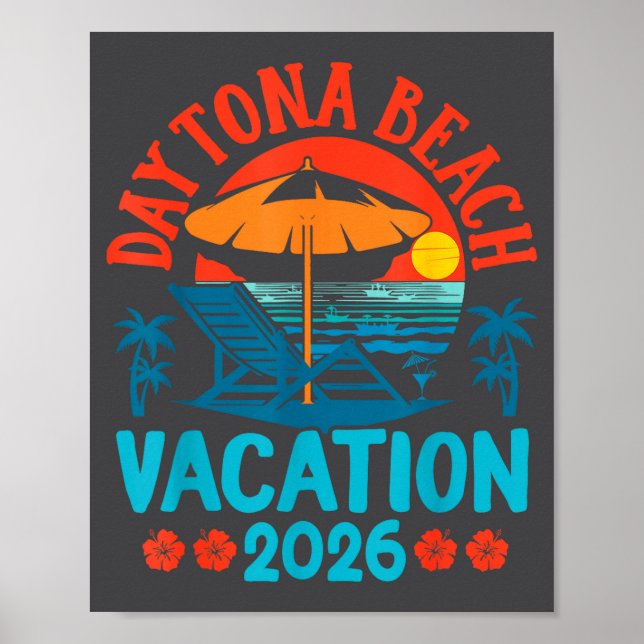 Daytona Beach Florida 2026 Family Vacation Summer  Poster (Framsidan)