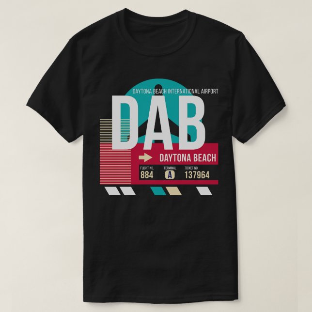 Daytona Beach Florida DAB Airport Code Baggage Mär T Shirt (Design framsida)