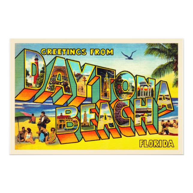 Daytona Beach Florida FL Large Brev Postcard Fototryck (Framsidan)
