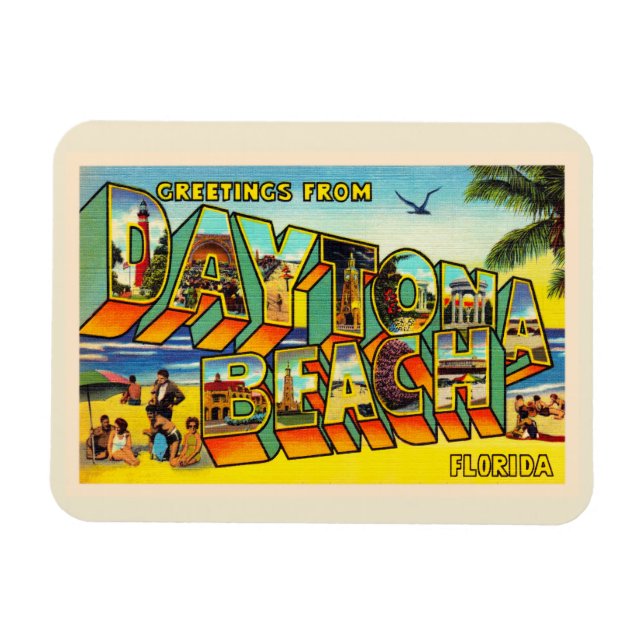 Daytona Beach Florida FL Large Brev Postcard Magnet (Horisontell)