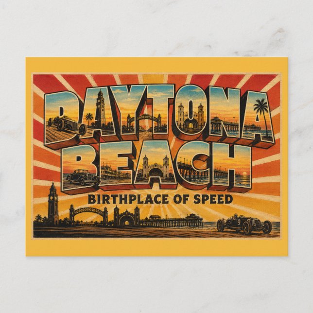 Daytona Beach Florida Födelseplats för hastighet Vykort (Framsida)