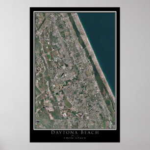 Daytona Beach Florida från Space Satellite Karta Poster
