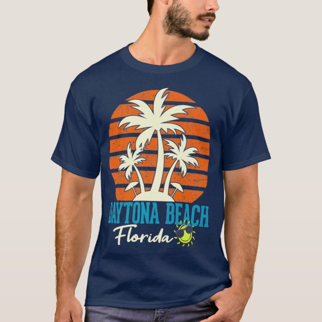 Daytona Beach Florida Palm Trees Orange Sunset T Shirt (Framsida)