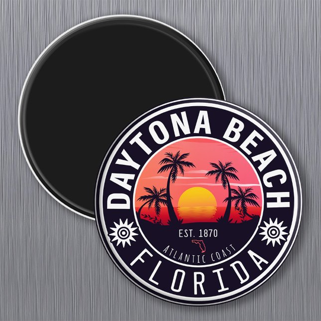 Daytona Beach Florida Retro Sunset Souvenirs 80-ta Magnet (Skapare uppladdad)