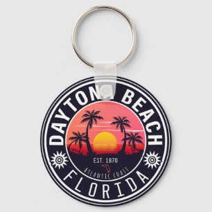 Daytona Beach Florida Retro Sunset Souvenirs 80-ta Nyckelring