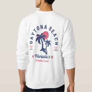 Daytona Beach Florida Retro Sunset Souvenirs Lång Ärmad Tröja