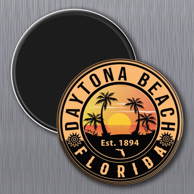 Daytona Beach Florida Retro Sunset Souvenirs Magnet (Skapare uppladdad)