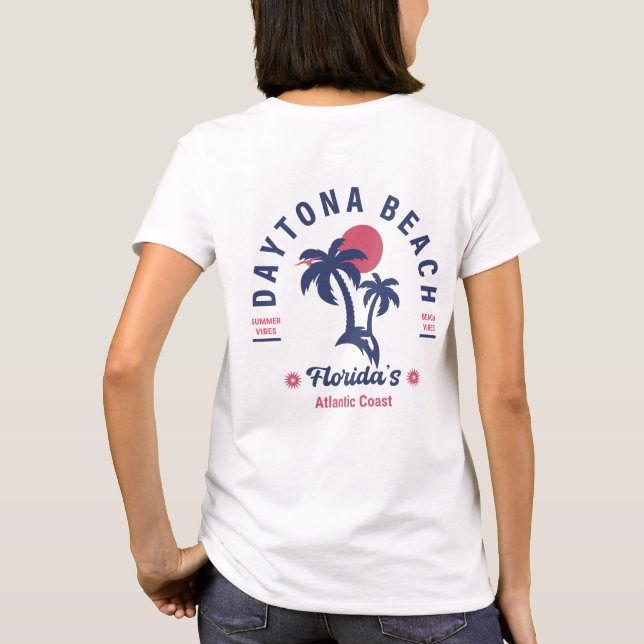 Daytona Beach Florida Retro Sunset Souvenirs T Shirt (Baksida)