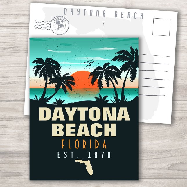 Daytona Beach Florida Retro Sunset Souvenirs Vykort (Skapare uppladdad)