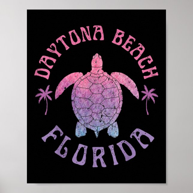 Daytona Beach Florida Sea Turtle Sommaravacation Poster (Framsidan)