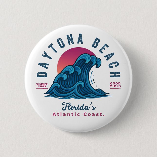 DAYTONA BEACH FLORIDA SOMMER VÅGAR VACATION KNAPP (Framsida)