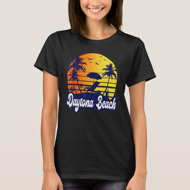 Daytona Beach Florida Sunset Beach Retro T Shirt (Framsida)