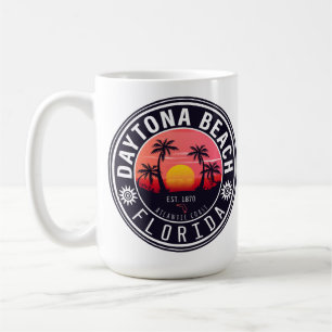 Daytona Beach Florida Sunset Handflatan Träd Souve Kaffemugg