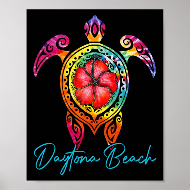 Daytona Beach Florida Tie Dye Sea Turtle Vacation Poster (Framsidan)