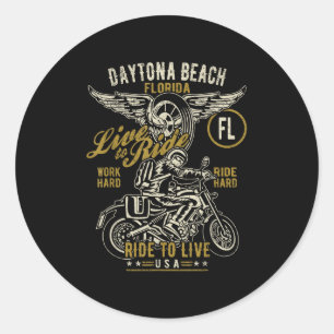 Daytona Beach Florida Usa Motorcycle Distress De Runt Klistermärke
