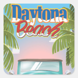 Daytona Beach, Florida USA vintage resemål Fyrkantigt Klistermärke