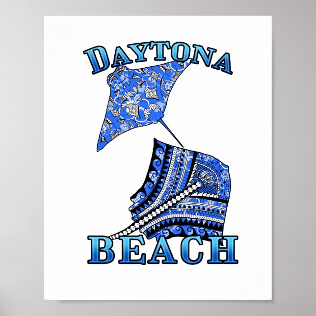 Daytona Beach Florida Vacation Tribal Stingray Poster (Framsidan)