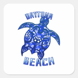 Daytona Beach Florida Vacation Tribal Turtle Fyrkantigt Klistermärke