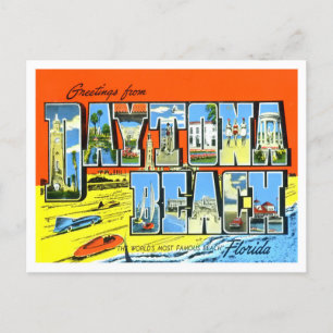 Daytona Beach, Florida Vintage Big Brev Vykort