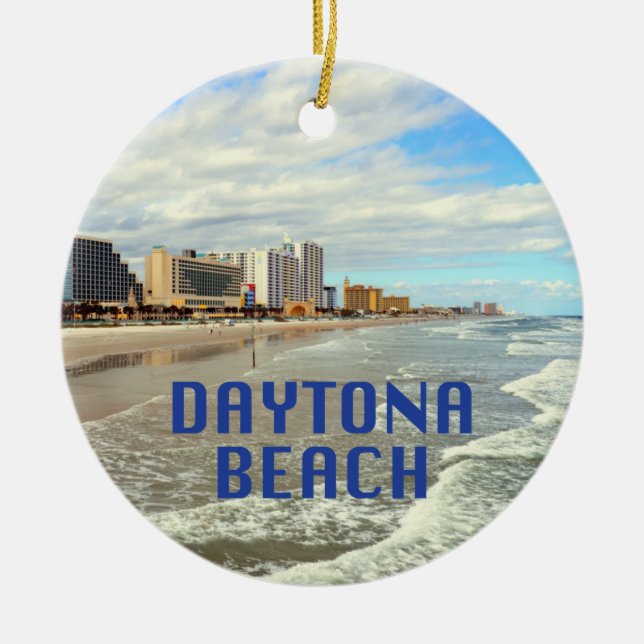Daytona Beach-foto med namn Julgransprydnad Keramik (Framsidan)