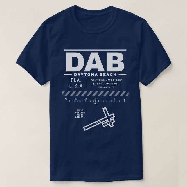 Daytona Beach Internationell Airport DAB T-Shirt (Design framsida)
