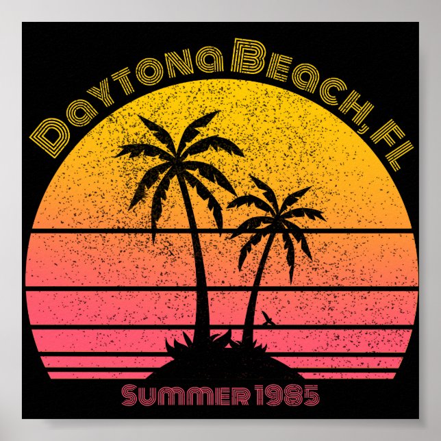 Daytona Beach Retro Sunset Handflatan Poster (Framsidan)