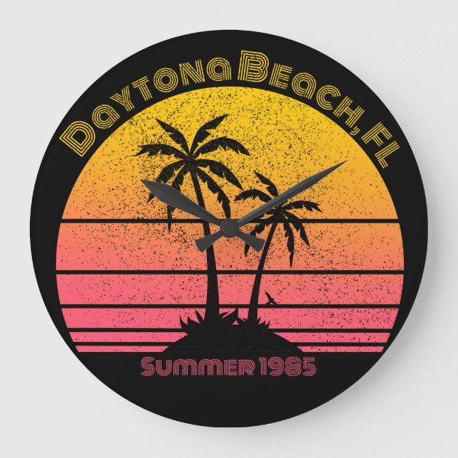 Daytona Beach Retro Sunset Handflatan Stor Klocka (Framsida)