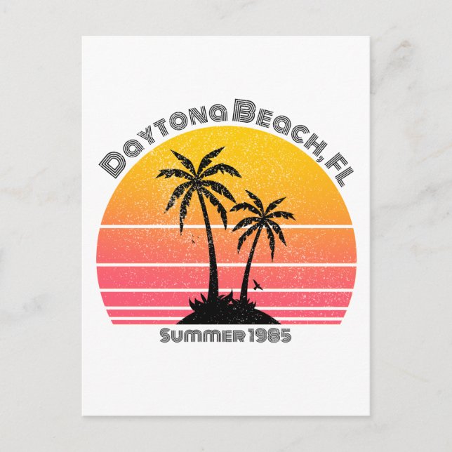 Daytona Beach Retro Sunset Handflatan Vykort (Framsida)