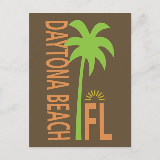 Daytona Beach-typografi med handflatan träd Vykort (Framsida)